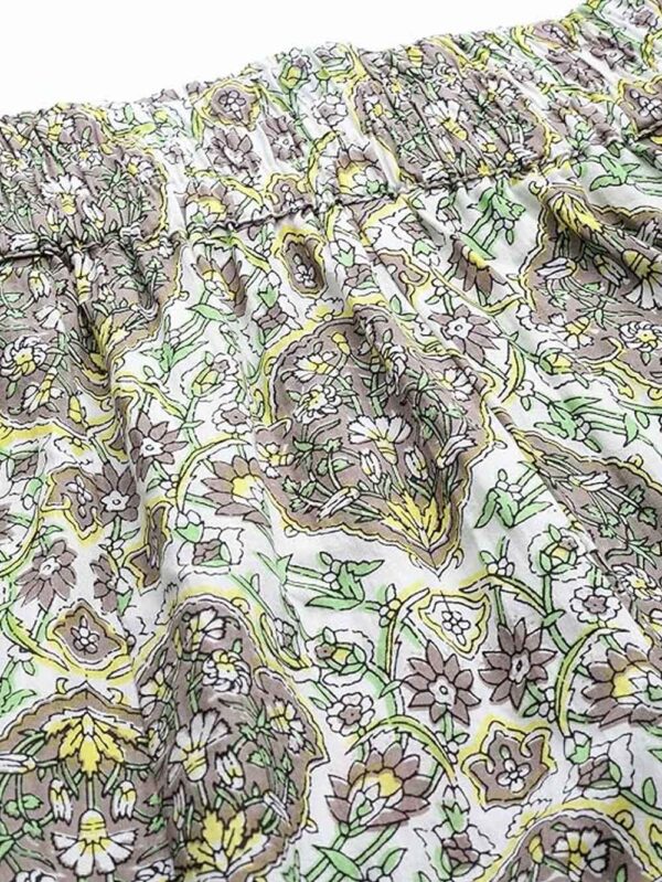 Women Lime Green Base and White Printed Flared Palazzos - Image 3